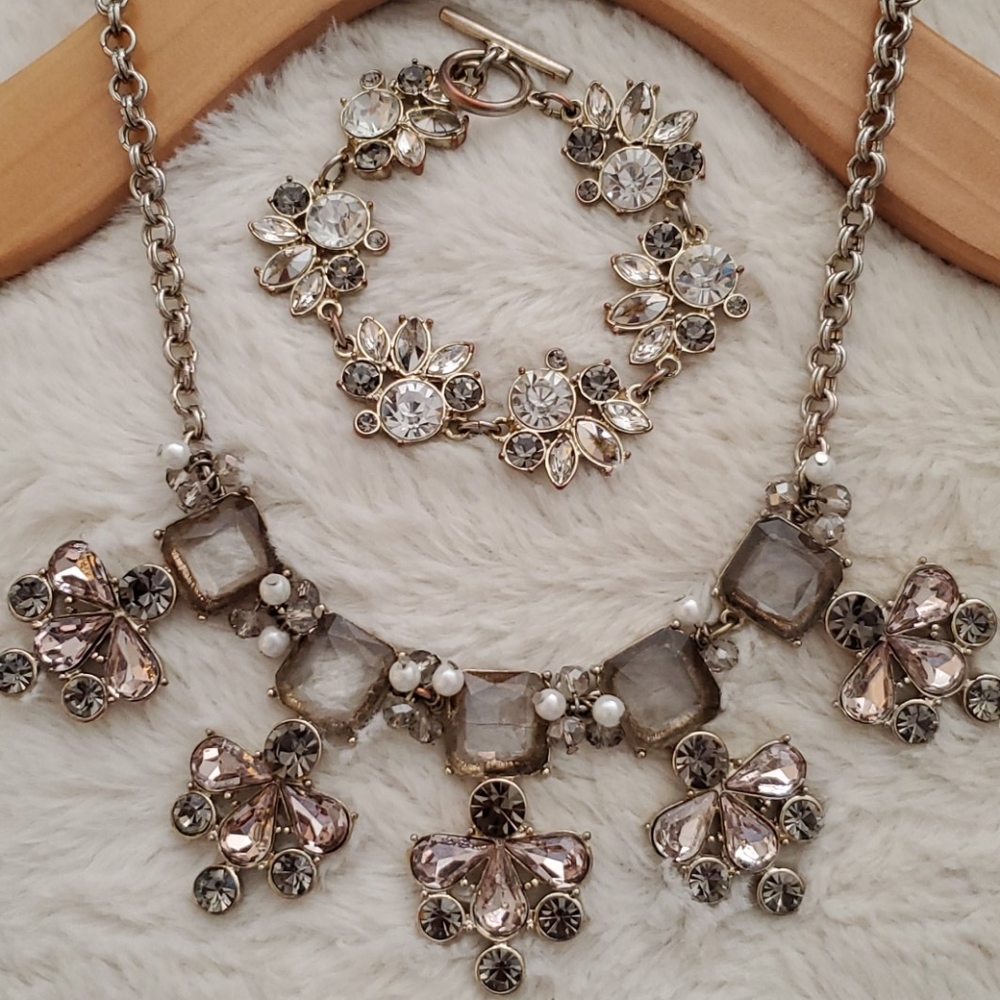 WHBM Crystal and Rhinestone Necklace Set